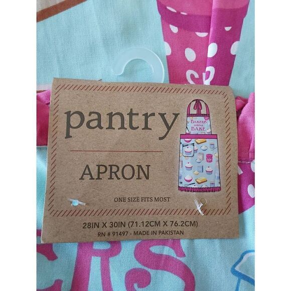 Pantry Apron New Turquoise and Pink - Picture 4 of 6